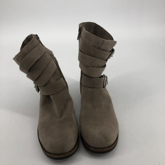 Vince Camuto Foxy Short buckle wrap suede Wendy tan Moto boots size 10 - Picture 14 of 15
